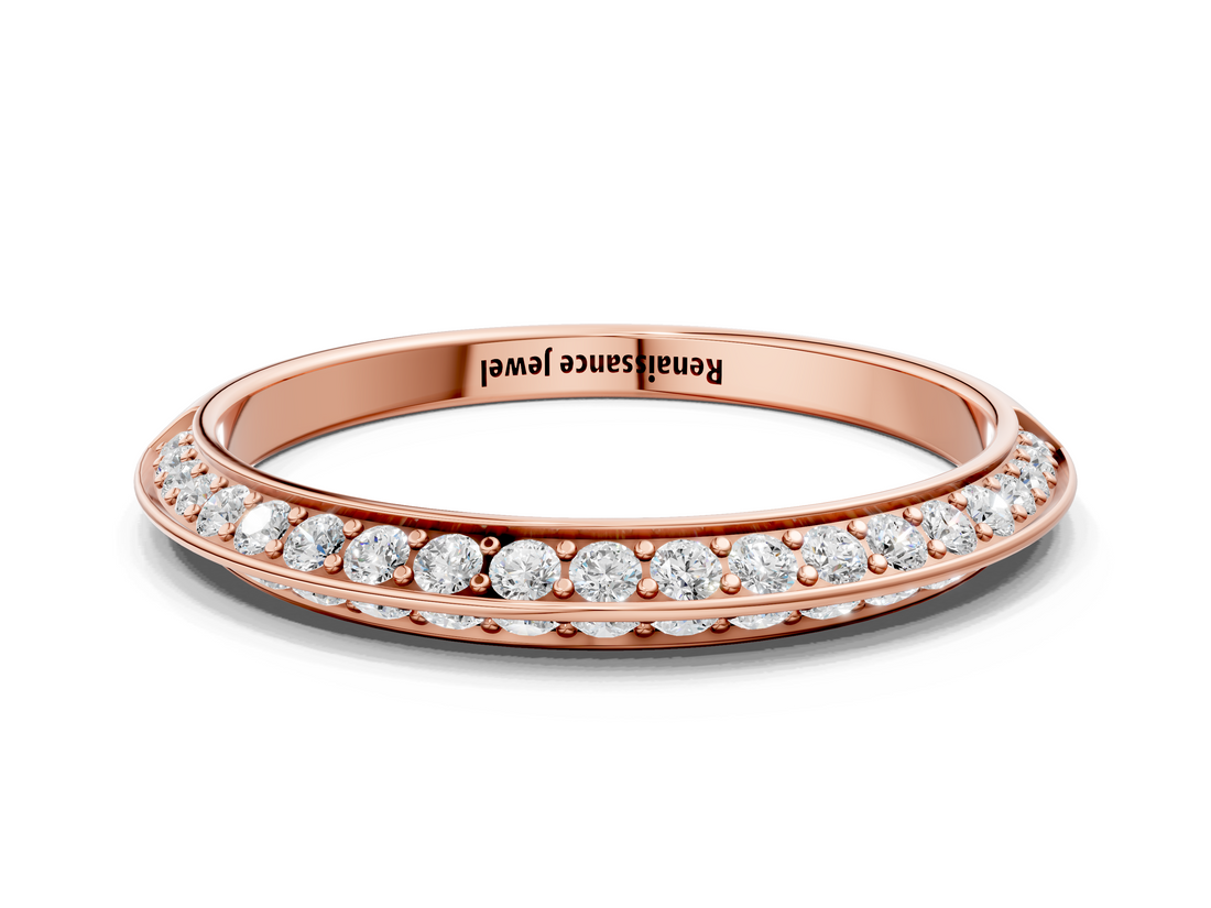 Rose gold Double Row Pavé Round Diamond Eternity Band with Channel Setting_86