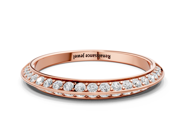 Rose gold Double Row Pavé Round Diamond Eternity Band with Channel Setting