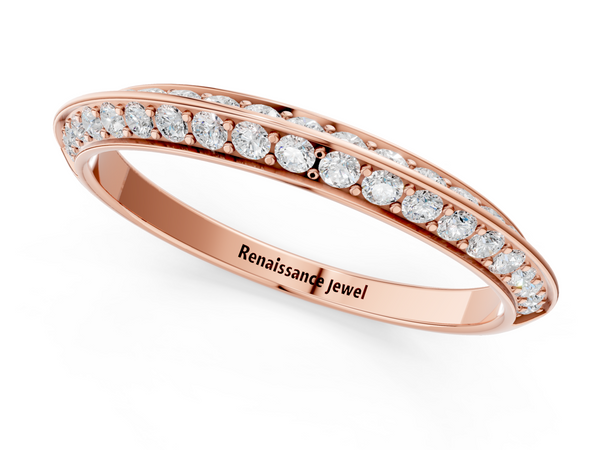 Rose gold Double Row Pavé Round Diamond Eternity Band with Channel Setting