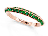 Rose gold Double Row Pavé Round Emerald Eternity Band with Channel Setting_7