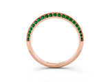 Rose gold Double Row Pavé Round Emerald Eternity Band with Channel Setting_9