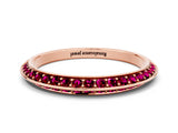 Rose gold Double Row Pavé Round Garnet Eternity Band with Channel Setting_6