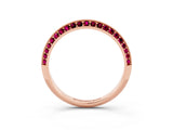 Rose gold Double Row Pavé Round Garnet Eternity Band with Channel Setting_9