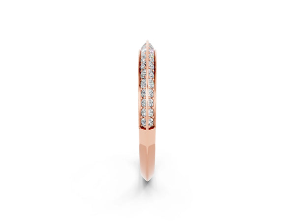 Rose Gold Round Moissanite Double Row Knife Edge Pave Half Eternity Band