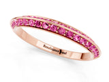 Rose gold Double Row Pavé Round Pink Sapphire Eternity Band with Channel Setting_19