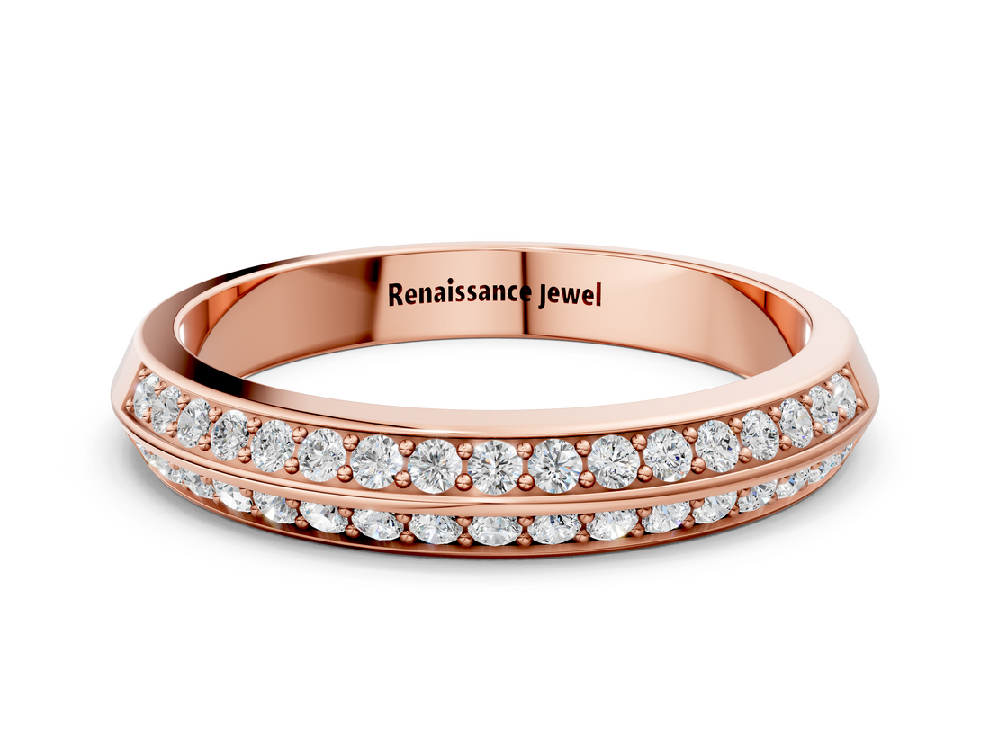 Rose gold Double Row Round Diamond Channel Set Eternity Band_21