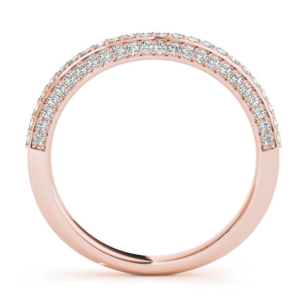 Rose gold Double Row Round Diamond Pavé Curved Band 1