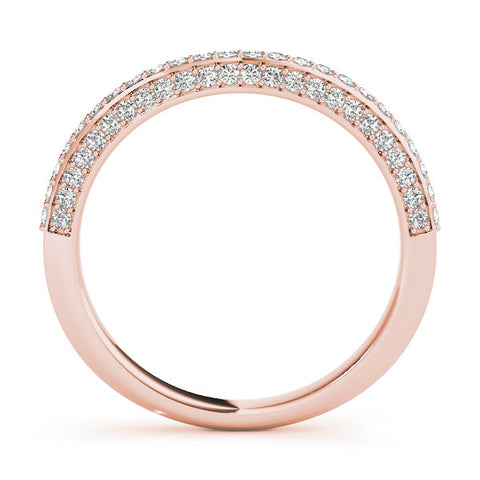 Rose gold Double Row Round Diamond Pavé Curved Band 1