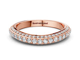 Rose gold Double Row Round Diamond Pavé Curved Band_2