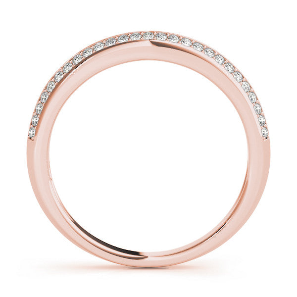 Rose gold Double Row Round Diamond Pavé Eternity Band 1