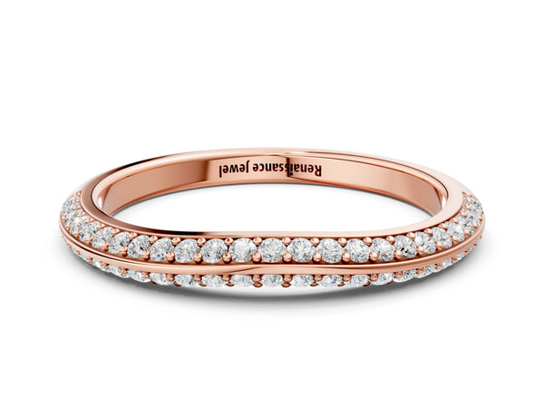 Rose gold Double Row Round Diamond Pavé Eternity Band