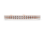 Rose gold Double Row Round Diamond Tennis Bracelet with Prong Setting_2
