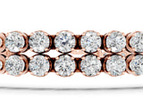 Rose gold Double Row Round Diamond Tennis Bracelet with Prong Setting_3