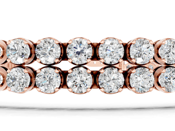 Rose gold Double Row Round Diamond Tennis Bracelet with Prong Setting