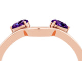 Rose gold Dual Round Amethyst Open Band Ring with Prong Setting_10