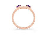 Rose gold Dual Round Amethyst Open Band Ring with Prong Setting_9