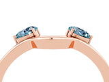 Rose gold Dual Round Aquamarine Open Band Ring with Prong Setting_10