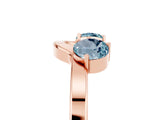 Rose gold Dual Round Aquamarine Open Band Ring with Prong Setting_11