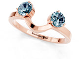 Rose gold Dual Round Aquamarine Open Band Ring with Prong Setting_7