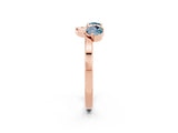 Rose gold Dual Round Aquamarine Open Band Ring with Prong Setting_8