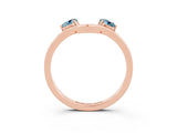 Rose gold Dual Round Aquamarine Open Band Ring with Prong Setting_9