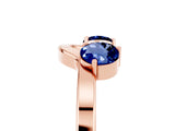 Rose gold Dual Round Blue Sapphire Open Band Ring with Prong Setting_11