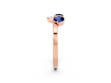 Rose gold Dual Round Blue Sapphire Open Band Ring with Prong Setting_8
