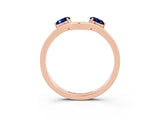 Rose gold Dual Round Blue Sapphire Open Band Ring with Prong Setting_9
