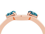 Rose gold Dual Round Blue Topaz Open Band Ring with Prong Setting_10