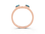Rose gold Dual Round Blue Topaz Open Band Ring with Prong Setting_9