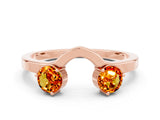 Rose gold Dual Round Citrine Open Band Ring with Prong Setting_6