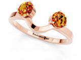 Rose gold Dual Round Citrine Open Band Ring with Prong Setting_7