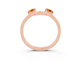 Rose gold Dual Round Citrine Open Band Ring with Prong Setting_9