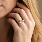 Rose gold Dual Round Diamond Open Band Ring with Prong Setting_23
