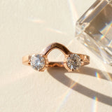Rose gold Dual Round Diamond Open Band Ring with Prong Setting_24