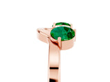 Rose gold Dual Round Emerald Open Band Ring with Prong Setting_11