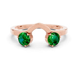 Rose gold Dual Round Emerald Open Band Ring with Prong Setting_6