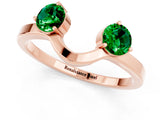 Rose gold Dual Round Emerald Open Band Ring with Prong Setting_7