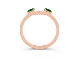 Rose gold Dual Round Emerald Open Band Ring with Prong Setting_9