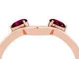 Rose gold Dual Round Garnet Open Band Ring with Prong Setting_10