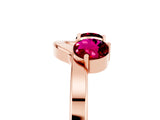 Rose gold Dual Round Garnet Open Band Ring with Prong Setting_11