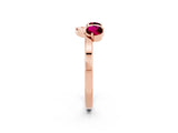 Rose gold Dual Round Garnet Open Band Ring with Prong Setting_8
