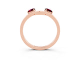 Rose gold Dual Round Garnet Open Band Ring with Prong Setting_9