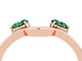Rose gold Dual Round Green Sapphire Open Band Ring with Prong Setting_10