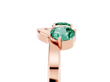 Rose gold Dual Round Green Sapphire Open Band Ring with Prong Setting_11