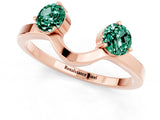 Rose gold Dual Round Green Sapphire Open Band Ring with Prong Setting_7