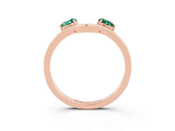 Rose gold Dual Round Green Sapphire Open Band Ring with Prong Setting_9