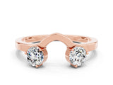 Rose gold Dual Round Moissanite Open Band Ring with Prong Setting_6