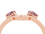 Rose gold Dual Round Morganite Open Band Ring with Prong Setting_10
