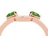 Rose gold Dual Round Peridot Open Band Ring with Prong Setting_10